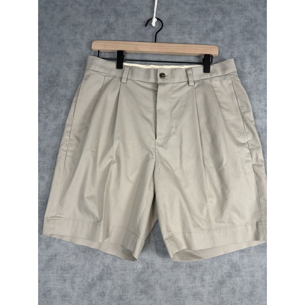 Brooks Brothers Advantage Chino Shorts Mens 32 Khaki Stretch Cotton 8" Inseam